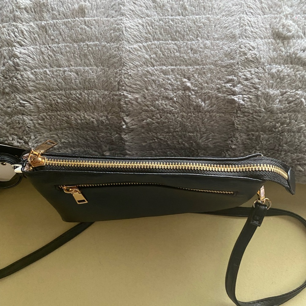 NWT ISabelle vegan leather crossbody/clutch/shoulder bag black - Picture 4 of 16